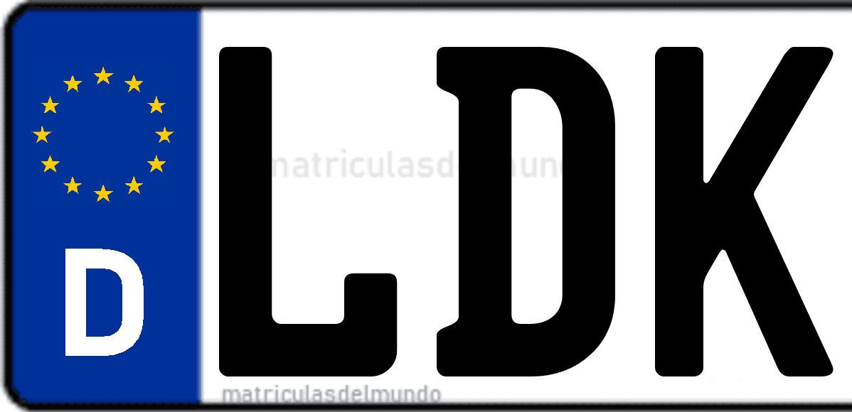 Imagen de matrícula de Alemania con código 'LDK'