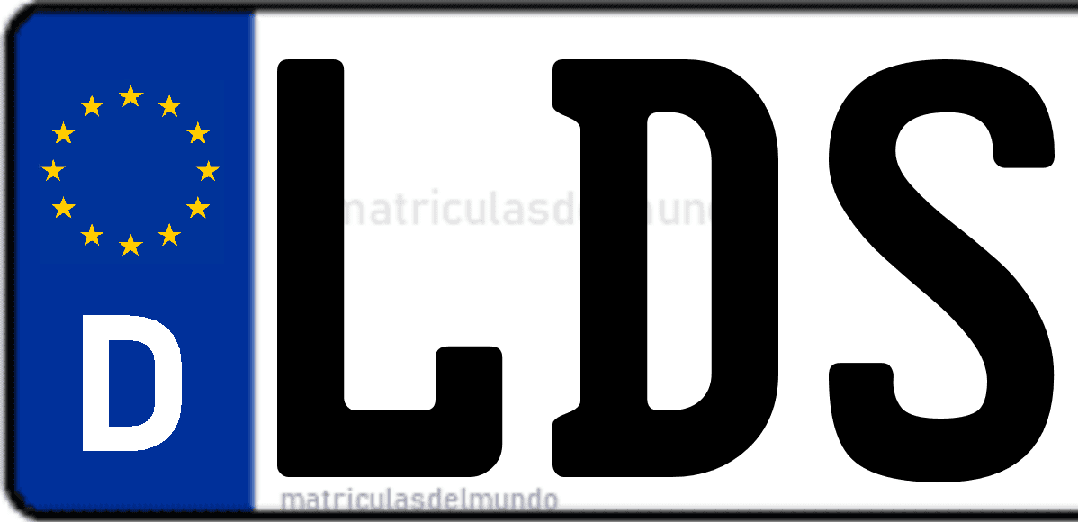 Imagen de matrícula de Alemania con código 'LDS'