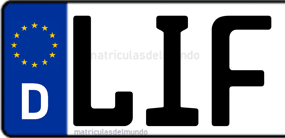 Imagen de matrícula de Alemania con código 'LIF'
