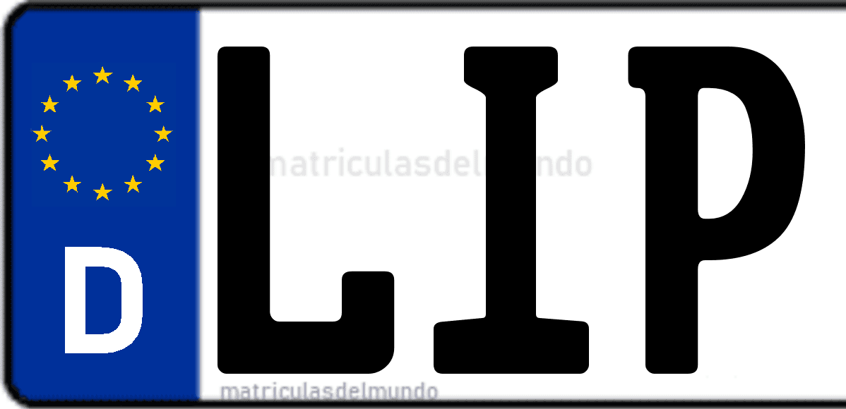 Imagen de matrícula de Alemania con código 'LIP'
