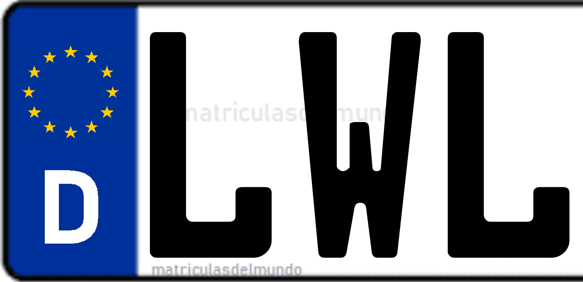 Imagen de matrícula de Alemania con código 'LWL'