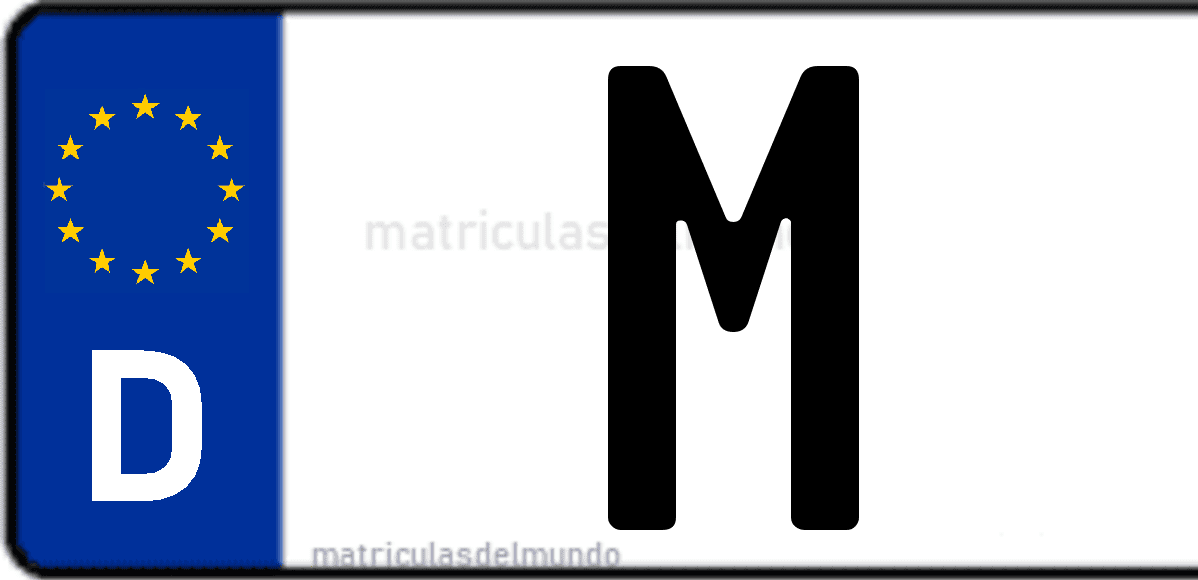 Imagen de matrícula de Alemania con código 'M'