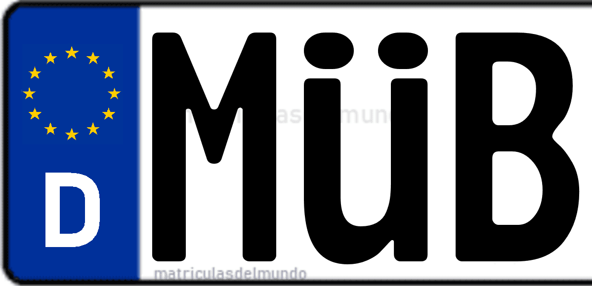 Imagen de matrícula de Alemania con código 'MÜB'