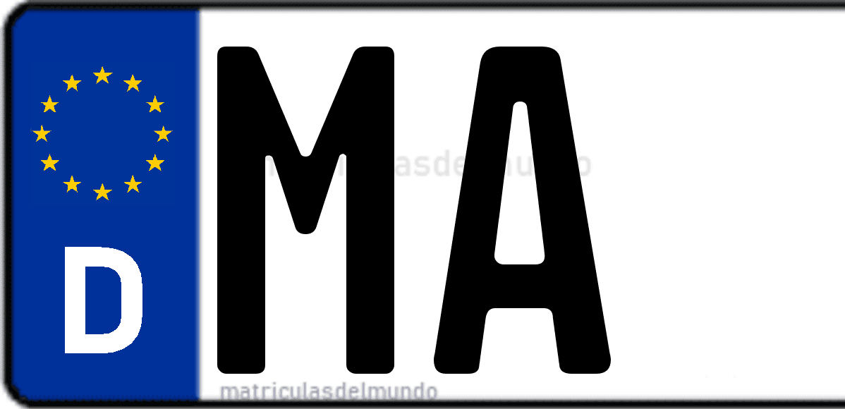 Imagen de matrícula de Alemania con código 'MA'