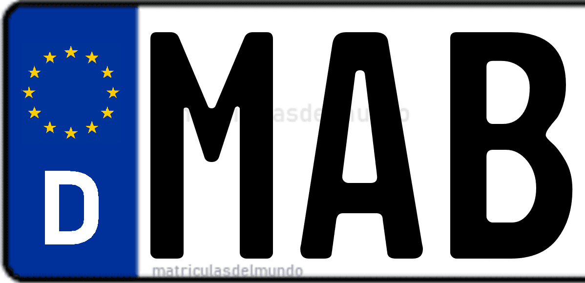 Imagen de matrícula de Alemania con código 'MAB'