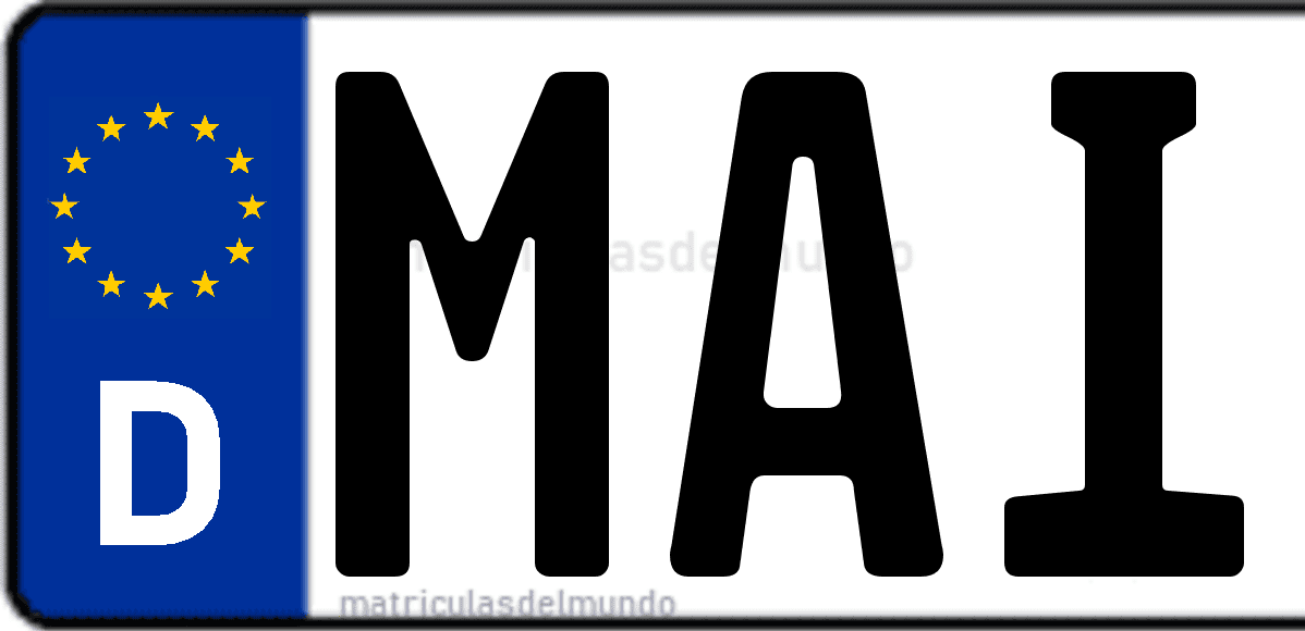 Imagen de matrícula de Alemania con código 'MAI'
