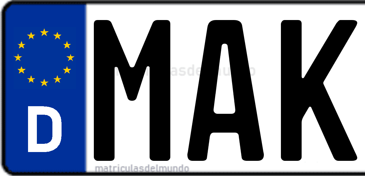 Imagen de matrícula de Alemania con código 'MAK'