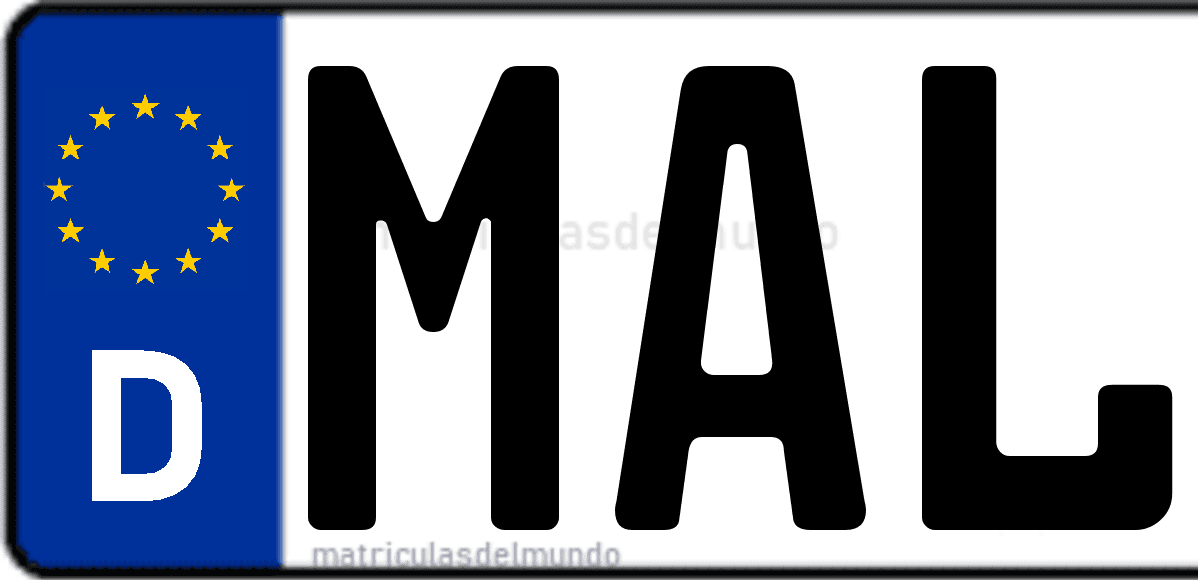 Imagen de matrícula de Alemania con código 'MAL'