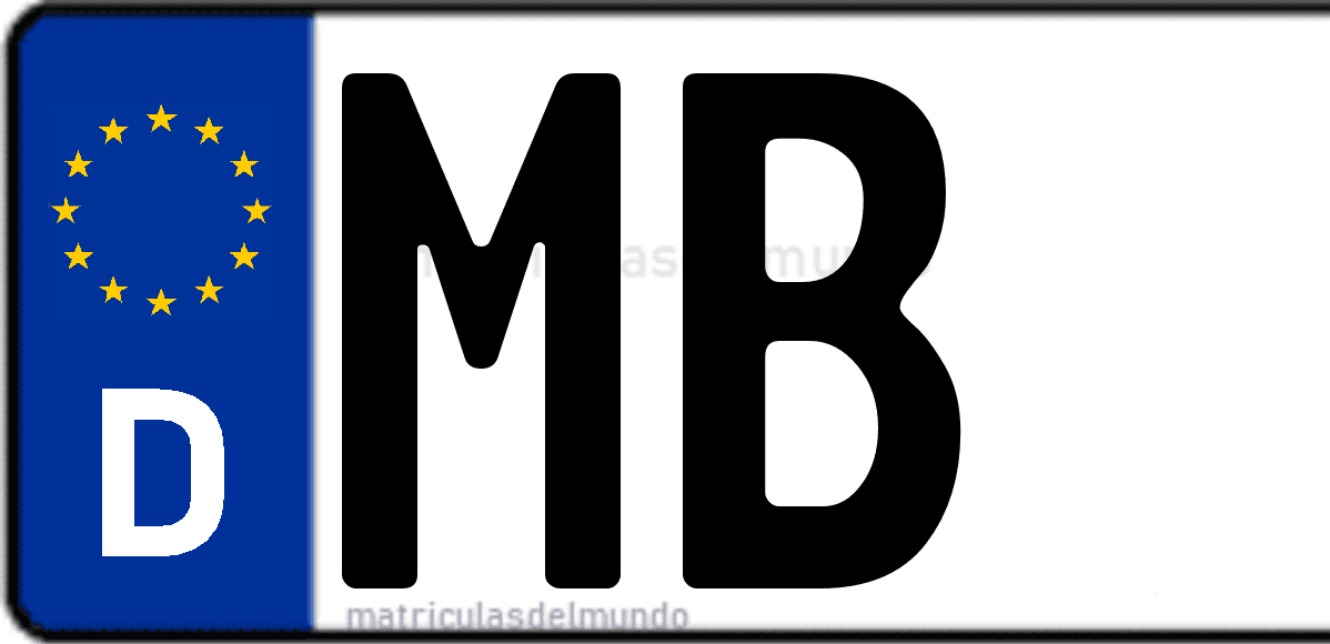 Imagen de matrícula de Alemania con código 'MB'