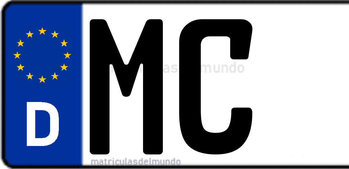 Imagen de matrícula de Alemania con código 'MC'