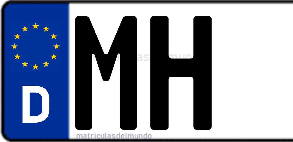 Imagen de matrícula de Alemania con código 'MH'