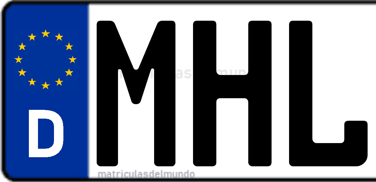 Imagen de matrícula de Alemania con código 'MHL'