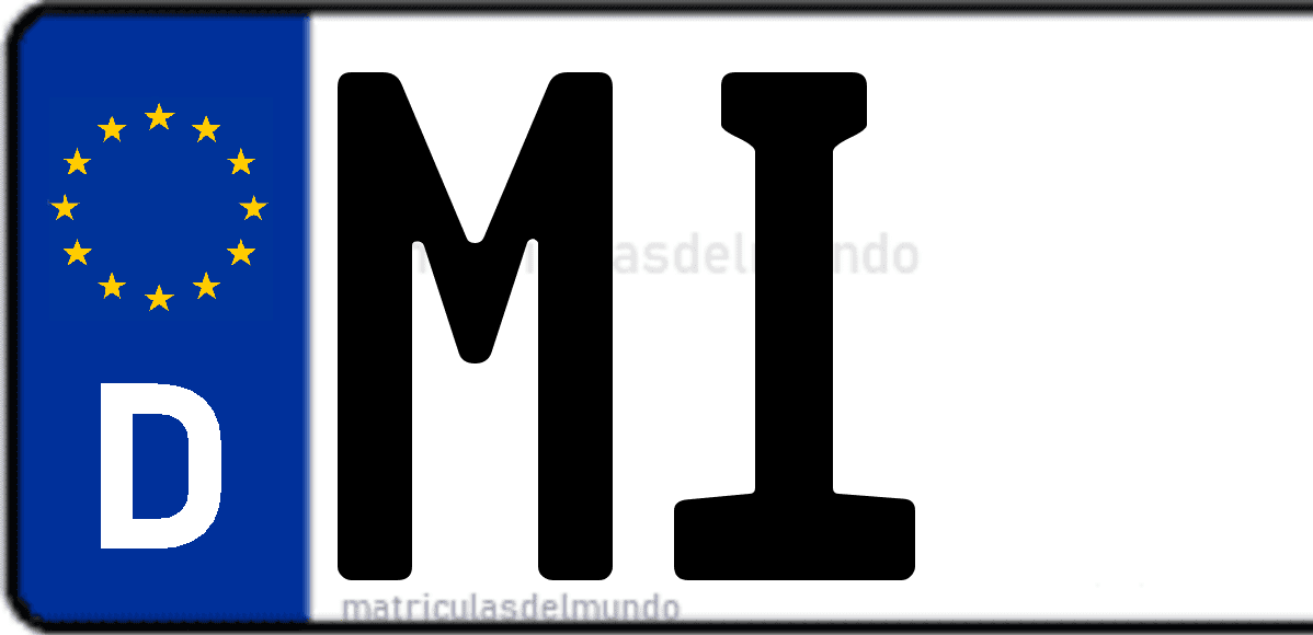 Imagen de matrícula de Alemania con código 'MI'
