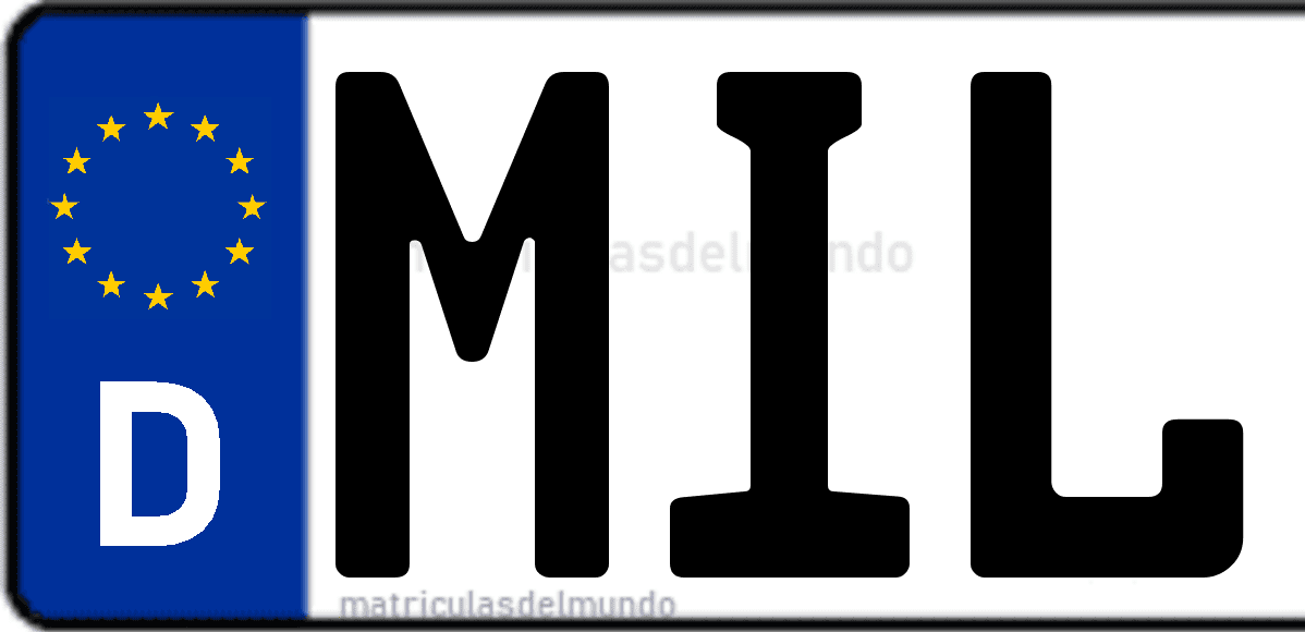 Imagen de matrícula de Alemania con código 'MIL'