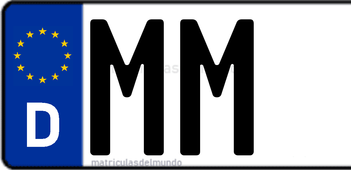 Imagen de matrícula de Alemania con código 'MM'