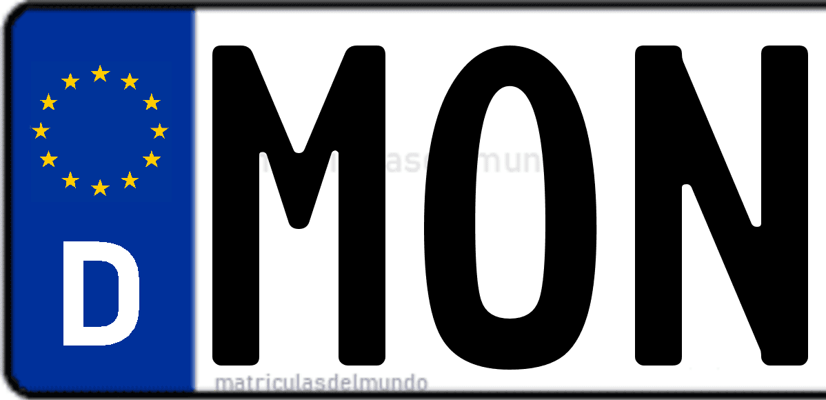 Imagen de matrícula de Alemania con código 'MON'