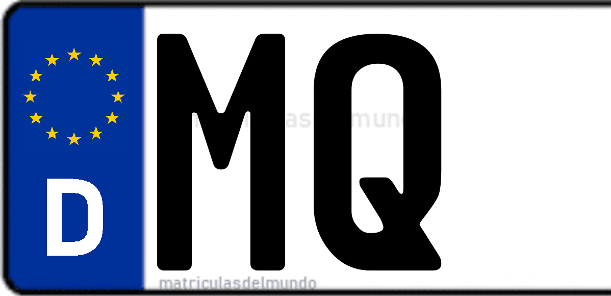 Imagen de matrícula de Alemania con código 'MQ'