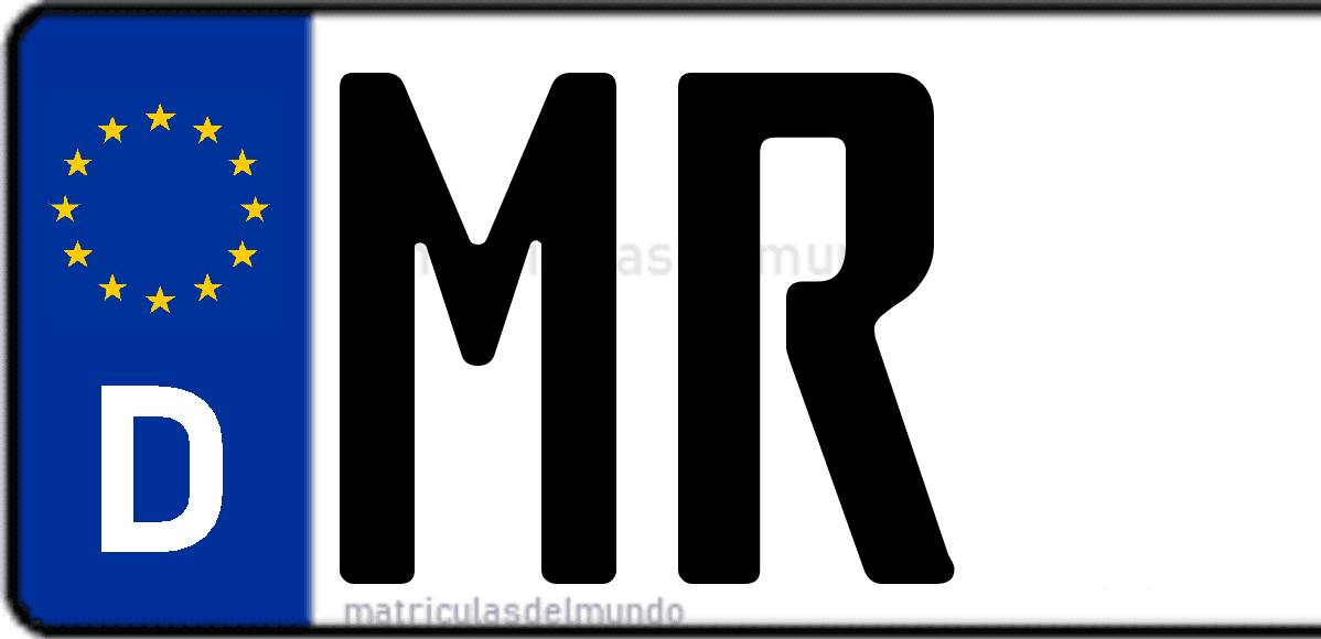 Imagen de matrícula de Alemania con código 'MR'