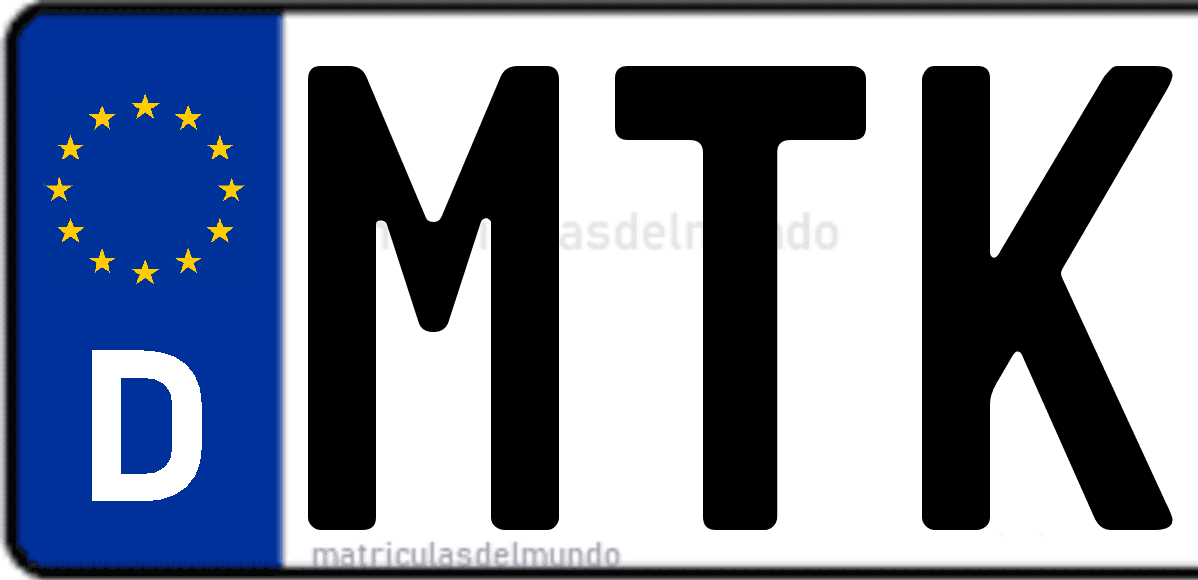 Imagen de matrícula de Alemania con código 'MTK'