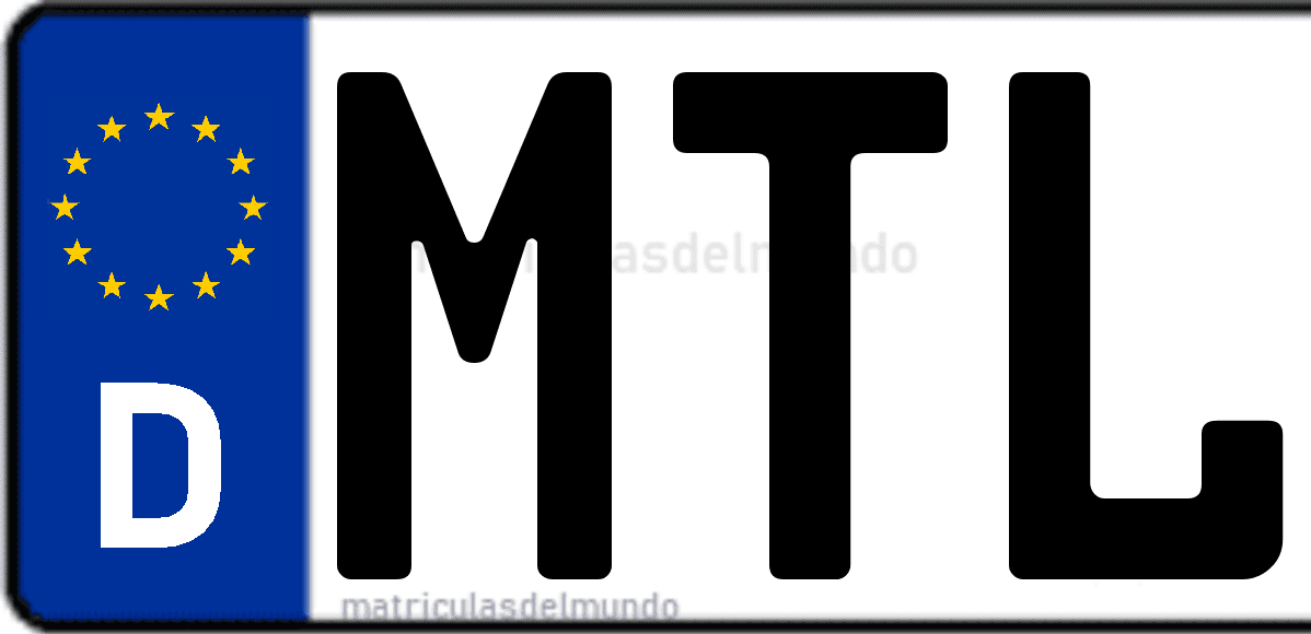 Imagen de matrícula de Alemania con código 'MTL'