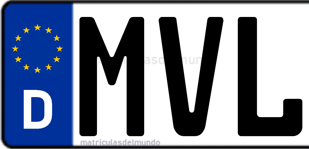 Imagen de matrícula de Alemania con código 'MVL'