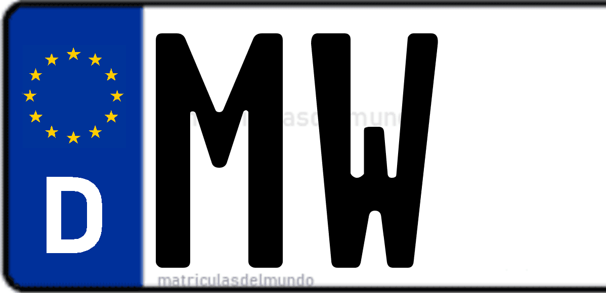 Imagen de matrícula de Alemania con código 'MW'