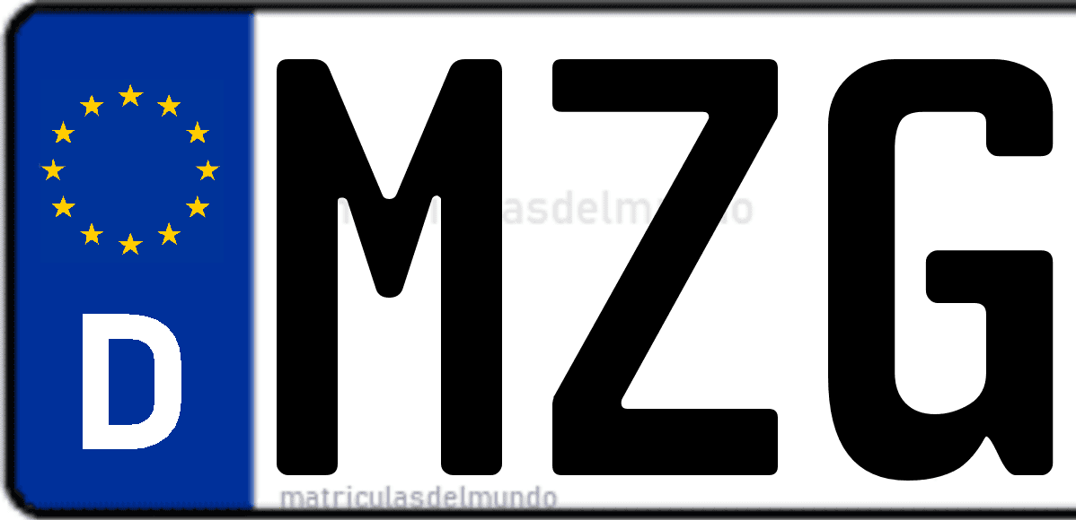 Imagen de matrícula de Alemania con código 'MZG'