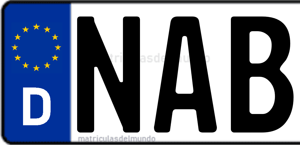 Imagen de matrícula de Alemania con código 'NAB'