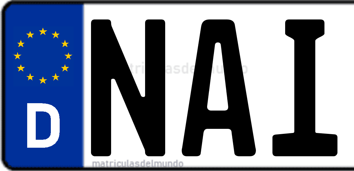 Imagen de matrícula de Alemania con código 'NAI'