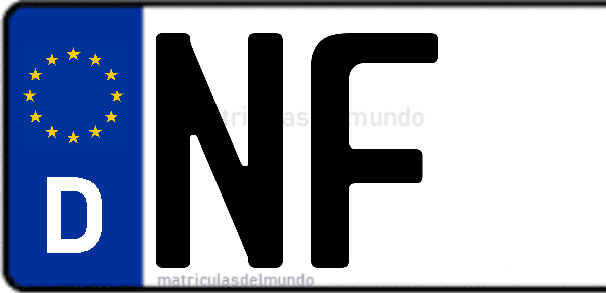 Imagen de matrícula de Alemania con código 'NF'