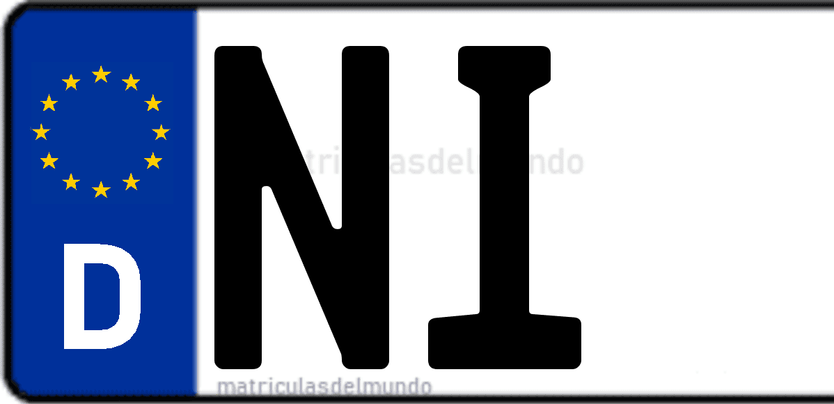 Imagen de matrícula de Alemania con código 'NI'