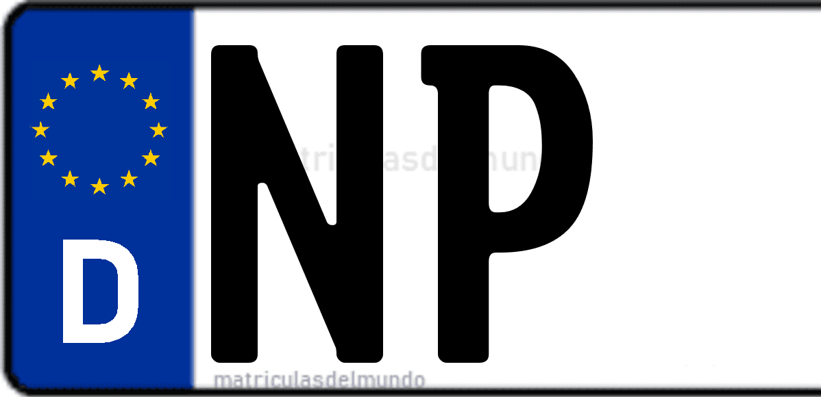 Imagen de matrícula de Alemania con código 'NP'