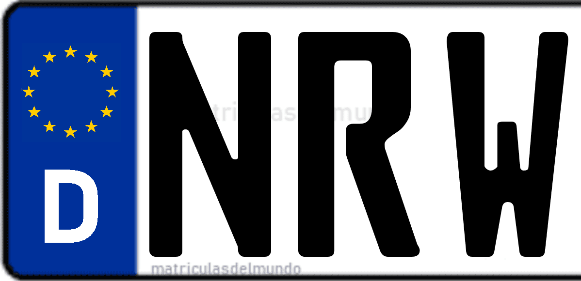 Imagen de matrícula de Alemania con código 'NRW'