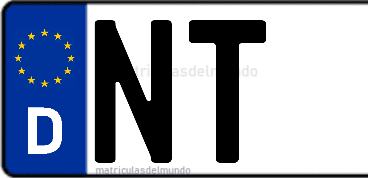 Imagen de matrícula de Alemania con código 'NT'