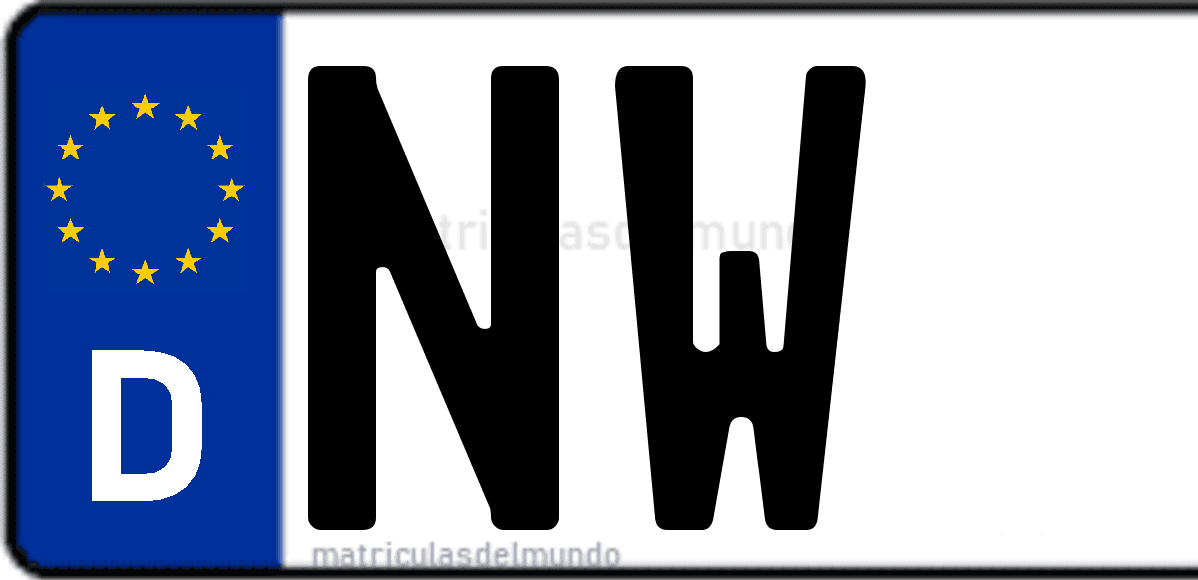 Imagen de matrícula de Alemania con código 'NW'