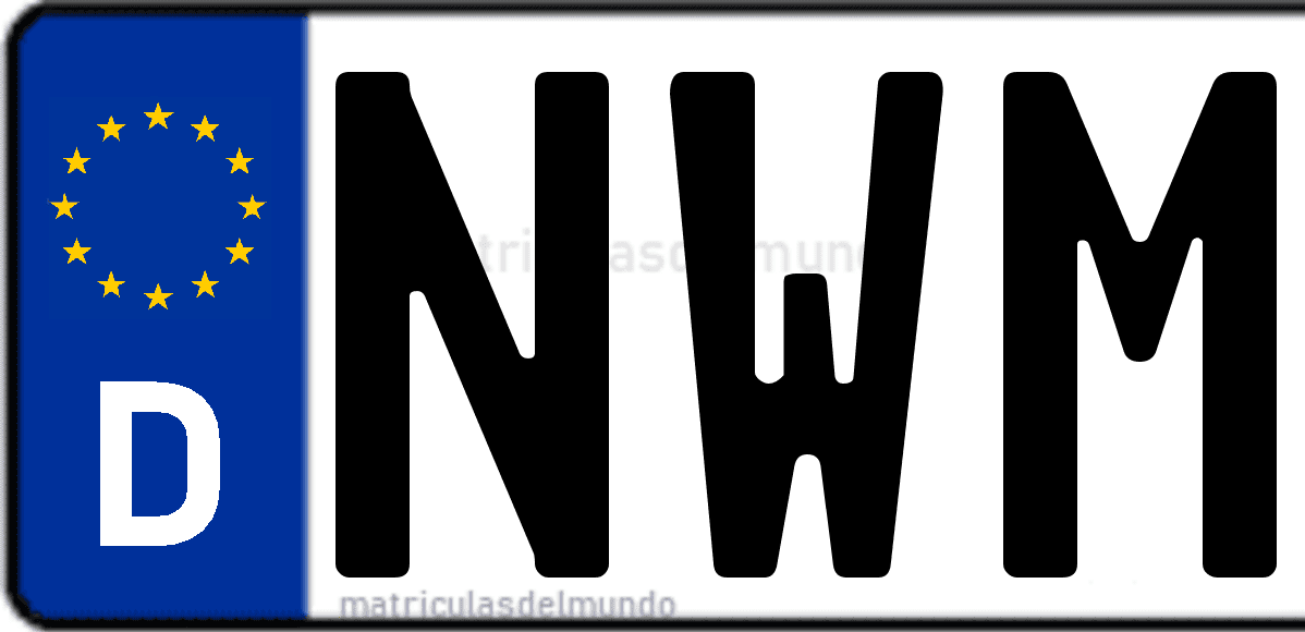 Imagen de matrícula de Alemania con código 'NWM'