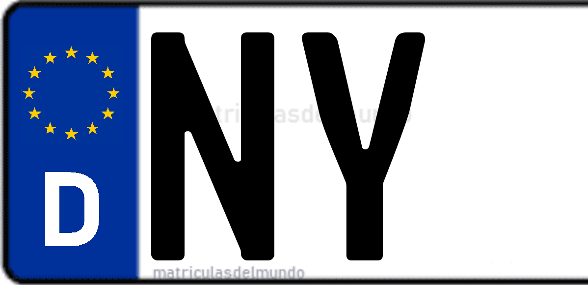 Imagen de matrícula de Alemania con código 'NY'