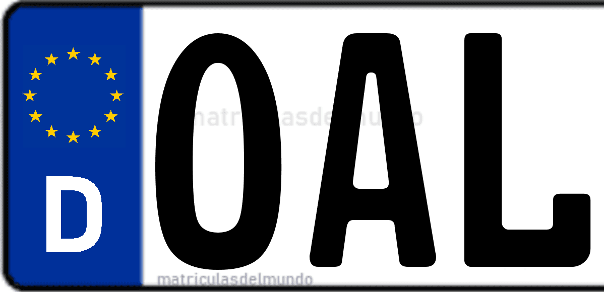 Imagen de matrícula de Alemania con código 'OAL'