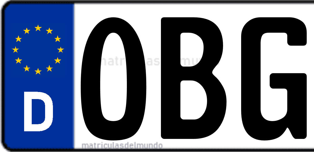Imagen de matrícula de Alemania con código 'OBG'
