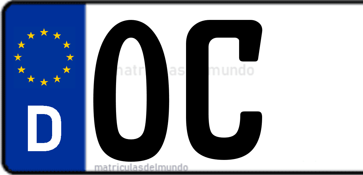Imagen de matrícula de Alemania con código 'OC'