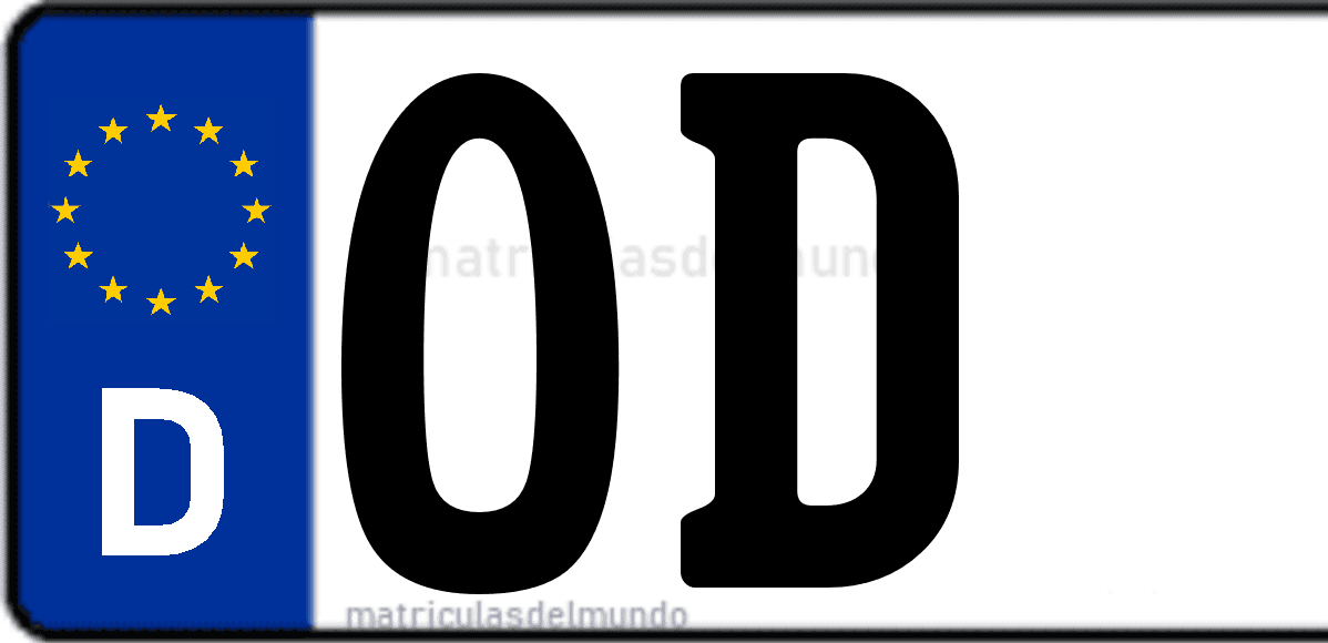 Imagen de matrícula de Alemania con código 'OD'