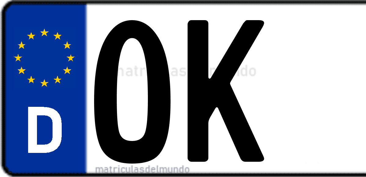 Imagen de matrícula de Alemania con código 'OK'