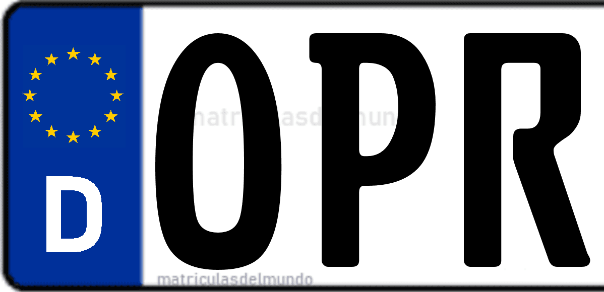 Imagen de matrícula de Alemania con código 'OPR'