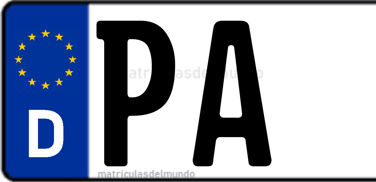 Imagen de matrícula de Alemania con código 'PA'