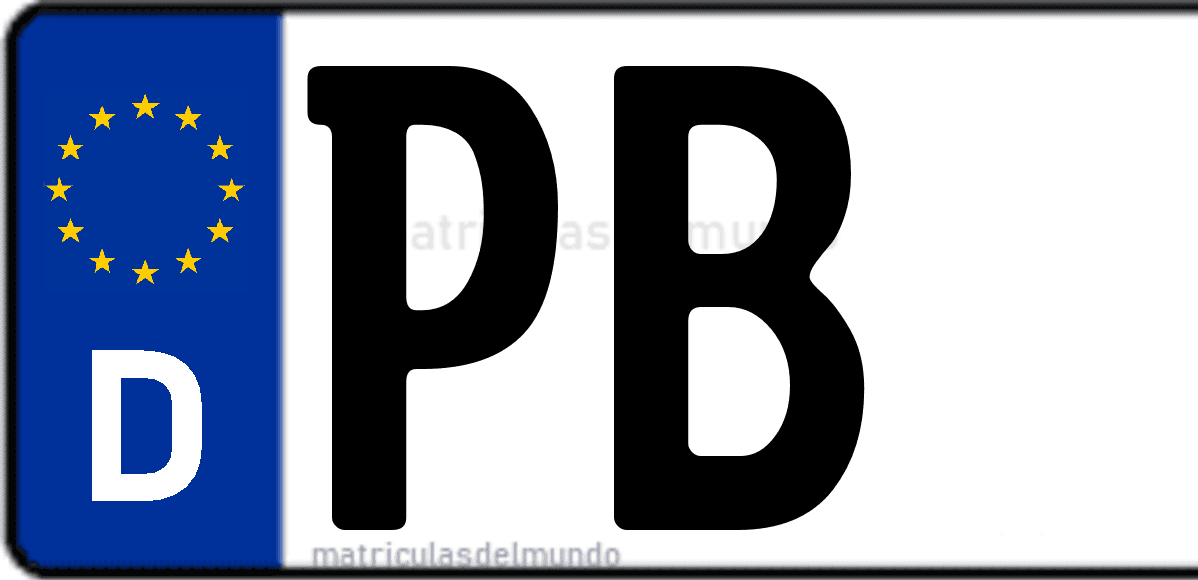 Imagen de matrícula de Alemania con código 'PB'