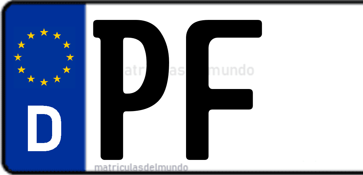 Imagen de matrícula de Alemania con código 'PF'