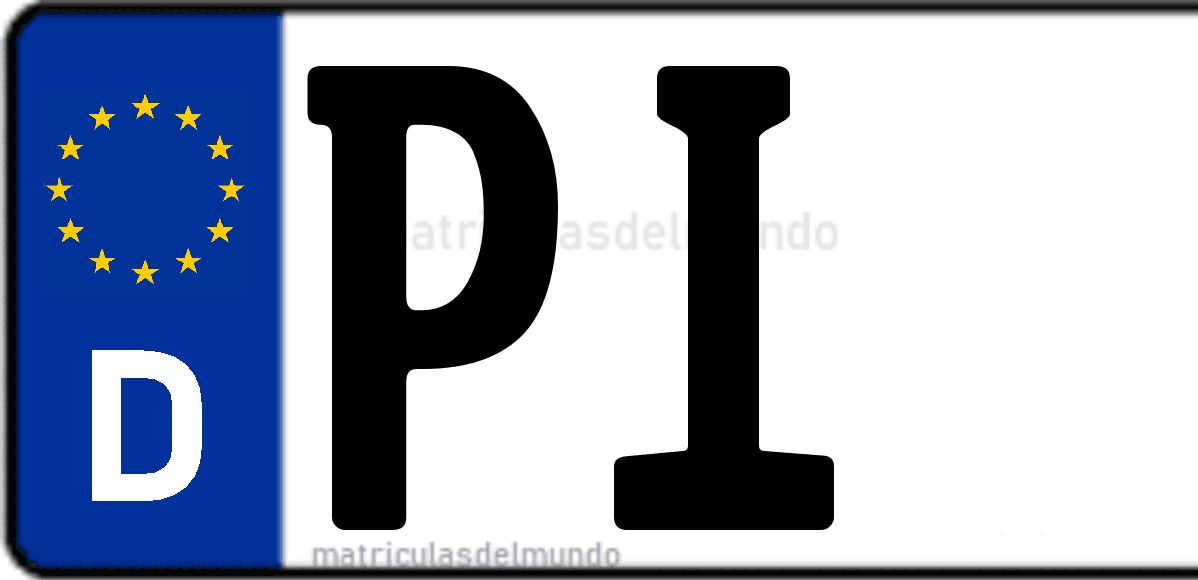 Imagen de matrícula de Alemania con código 'PI'