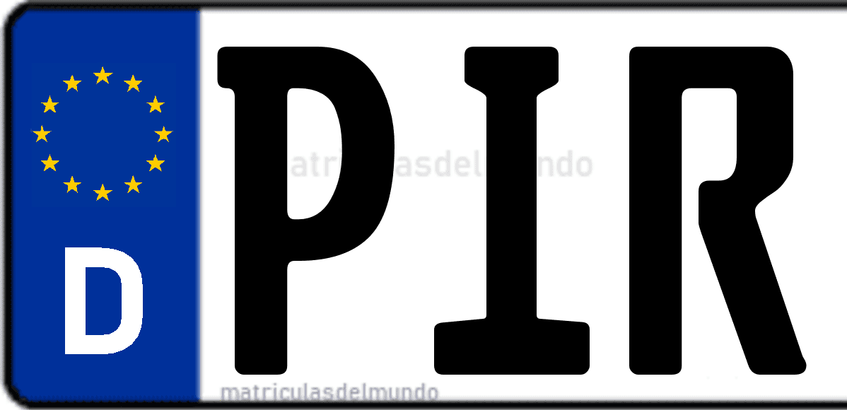 Imagen de matrícula de Alemania con código 'PIR'