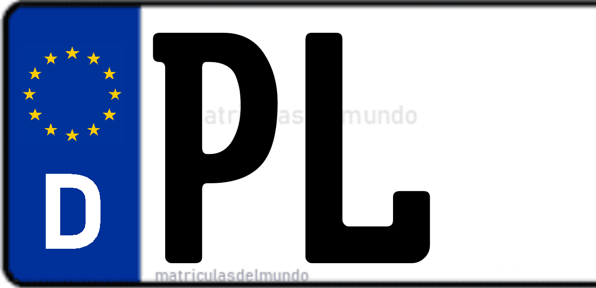 Imagen de matrícula de Alemania con código 'PL'
