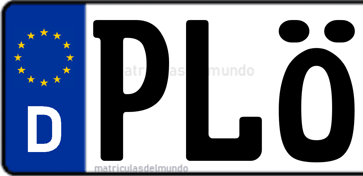Imagen de matrícula de Alemania con código 'PLÖ'
